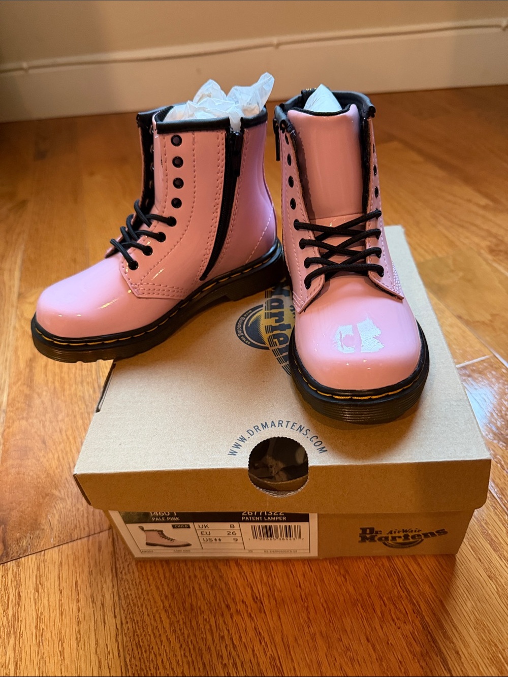 Dr. Martens Pink Patent Lace-Up Boots